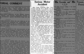 William Hugh Kinsey Has an Accident While Driving his Hearse in the 22 May 1930 Huntsville Forester