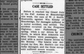 William Hugh Kinsey Settles with Accident Victims in the 25 September 1930 Huntsville Forester