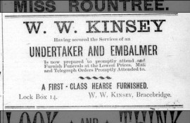 W. W. Kinsey Ad - Undertaker and Embalmer - in the 7 June 1895 Huntsville Forester